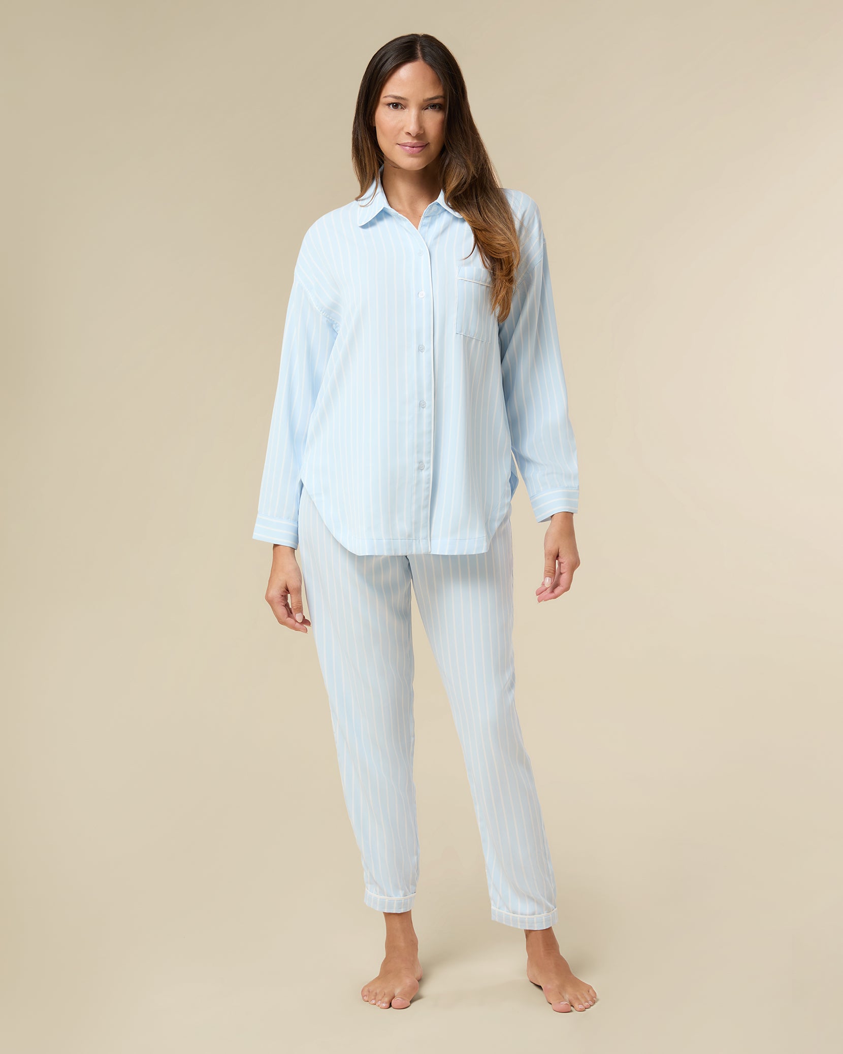 [Stripe Blue/Ivory] - Model